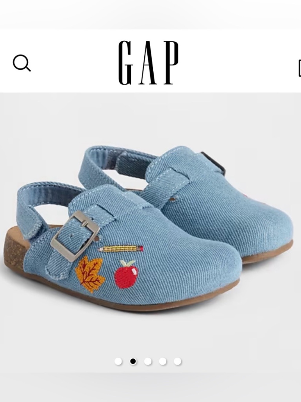 GAP Denim Toddler Embroidered Slip-On Clogs 🍎